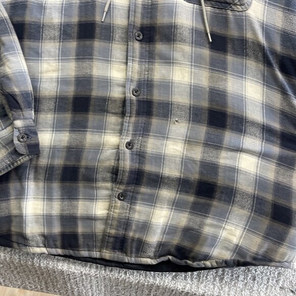 Wrangler Hooded Flannel Quilted Lined Shirt Jacket Men’s 2XL Blue Button Up - Picture 11 of 16